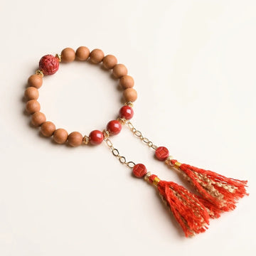 Peach Wood Cinnabar Pixiu Bracelet