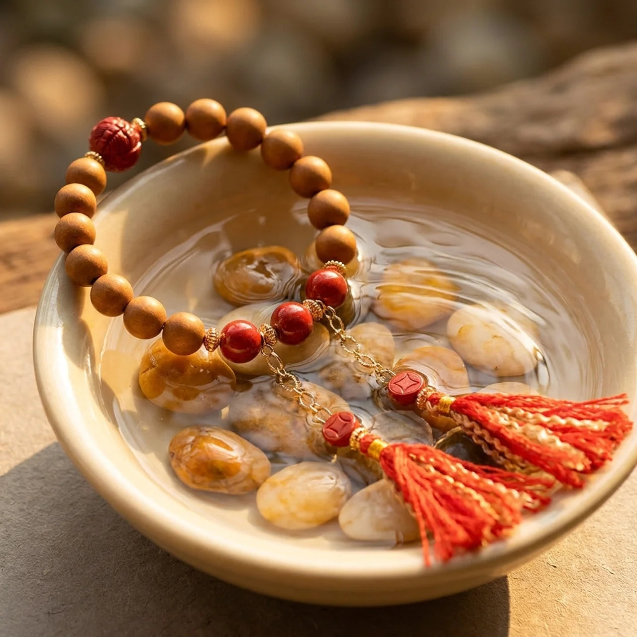 Peach Wood Cinnabar Pixiu Bracelet