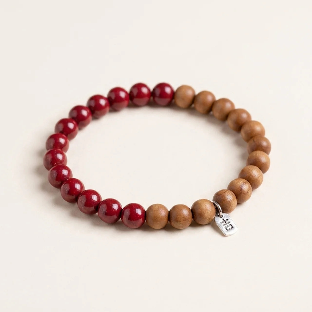 Peach Wood Cinnabar Silver Protection Bracelet