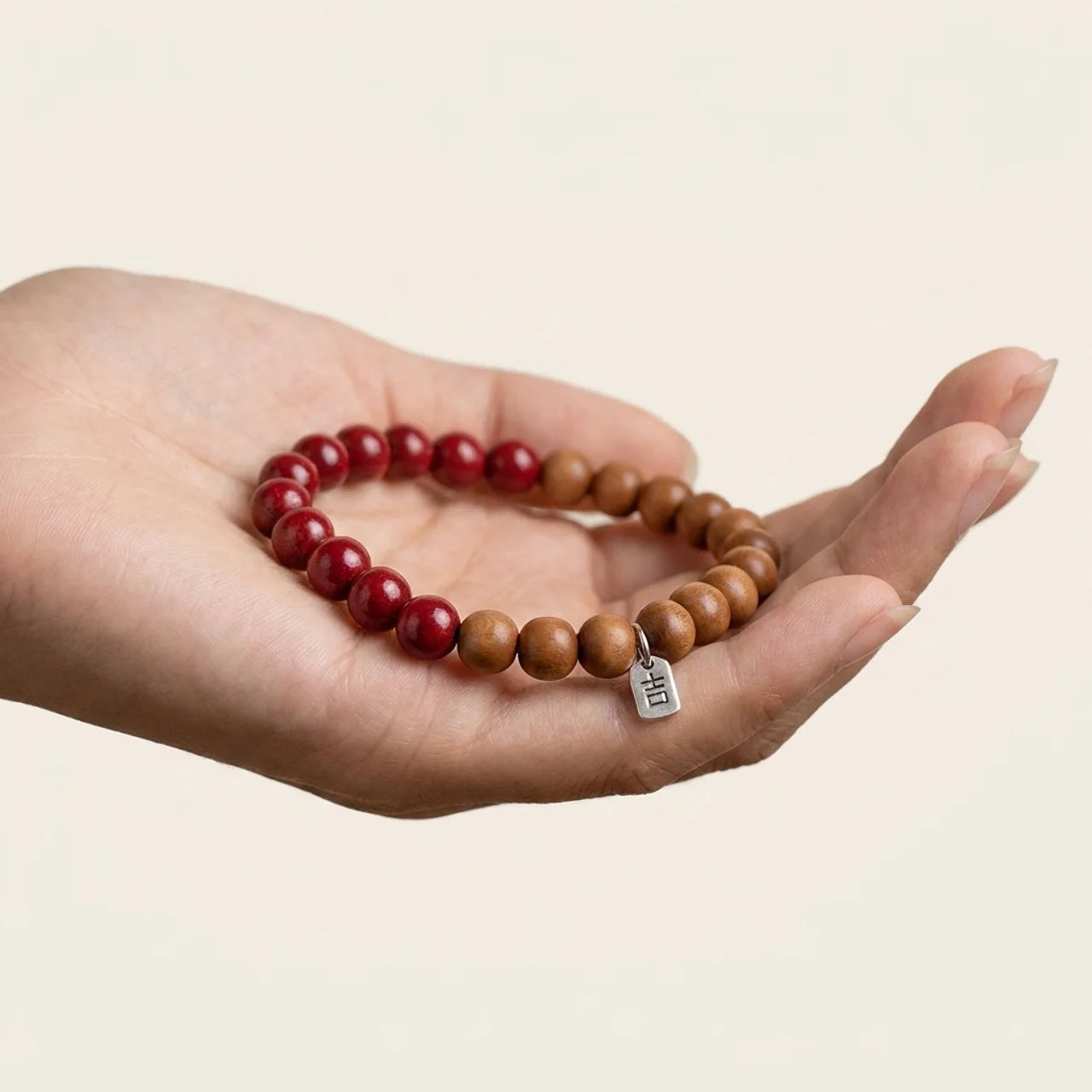 Peach Wood Cinnabar Silver Protection Bracelet