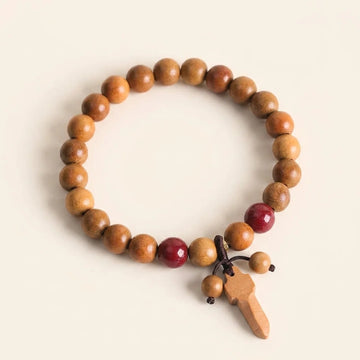 Peach Wood Cinnabar Sword Charm Bracelet