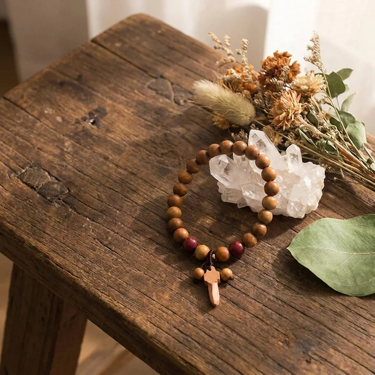 Peach Wood Cinnabar Sword Charm Bracelet
