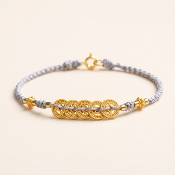 Pearl Copper Coin Fortune Tree Blue Rope Bracelet