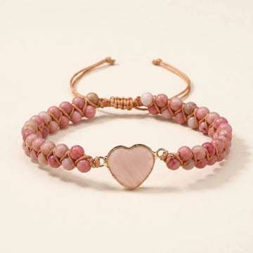 Pink Crystal Love Heart Bracelet