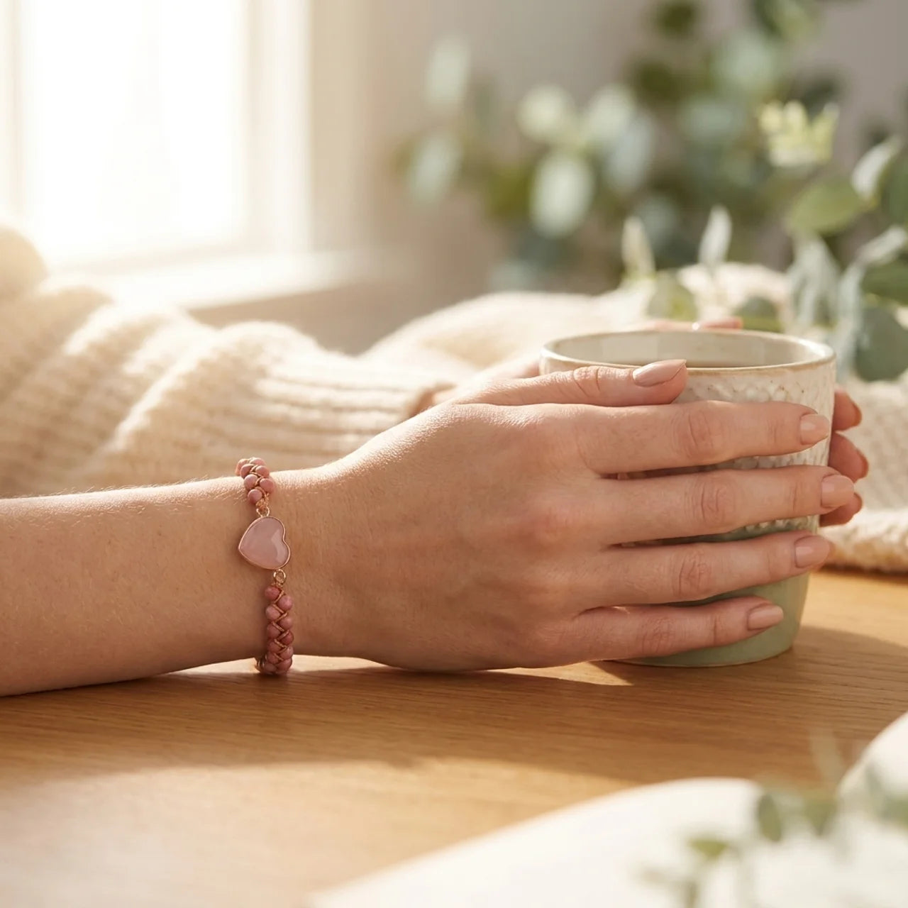 Pink Crystal Love Heart Bracelet
