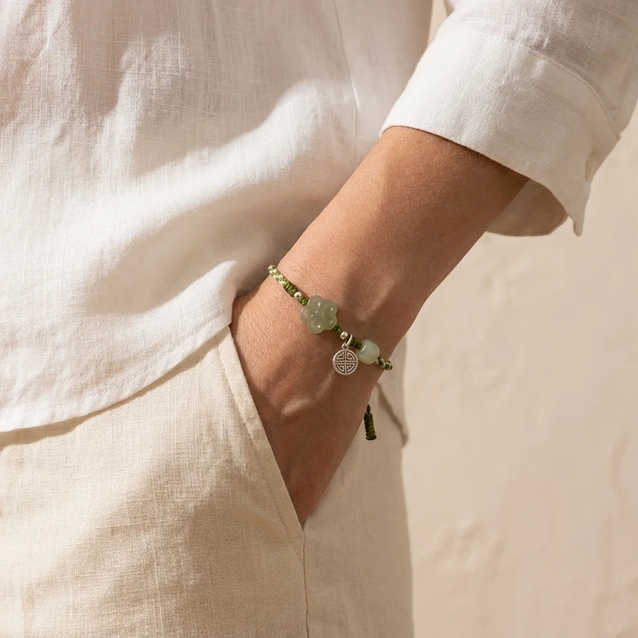 Plum Blossom Jade Red String Bracelet