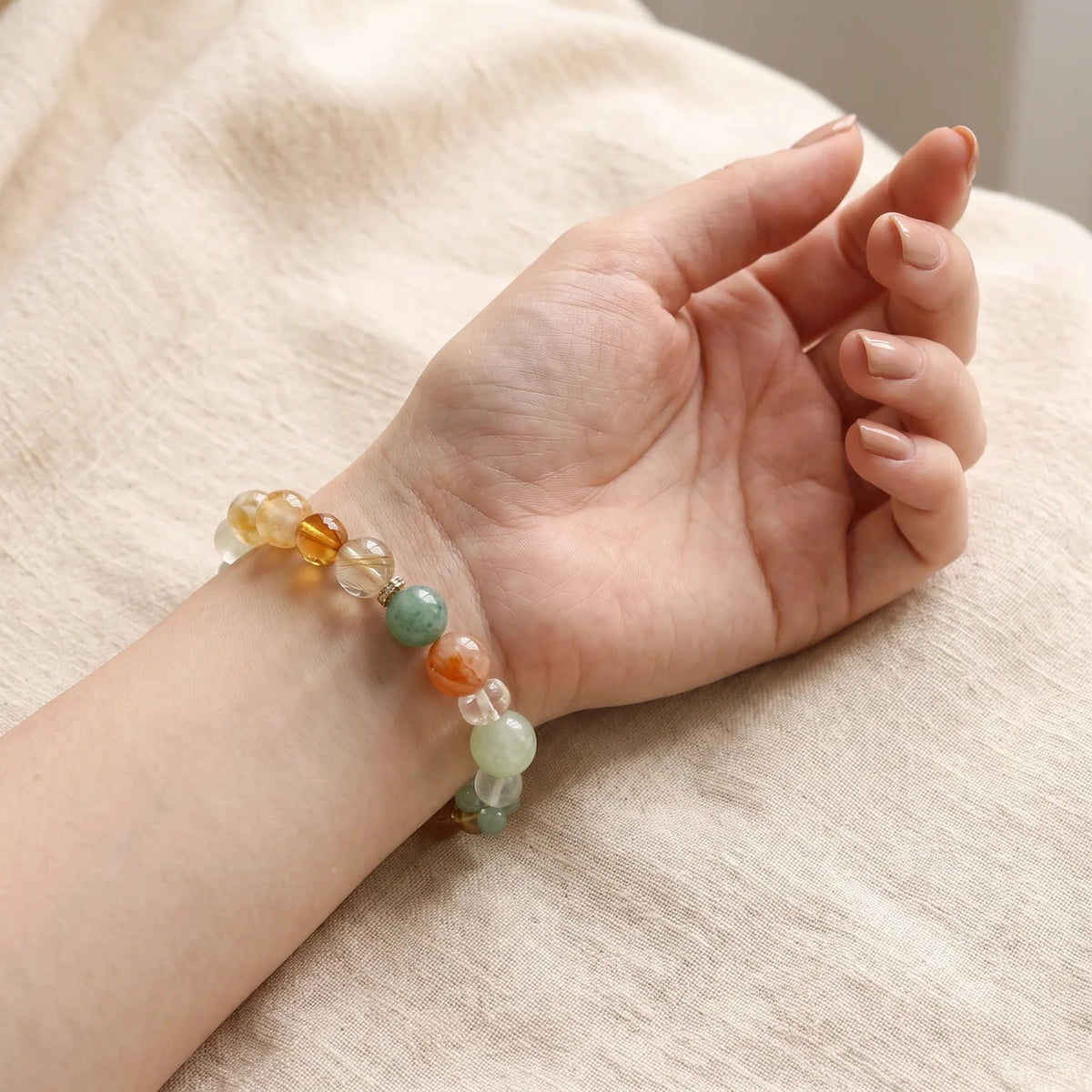 Prehnite Multi Gemstone Beaded Bracelet