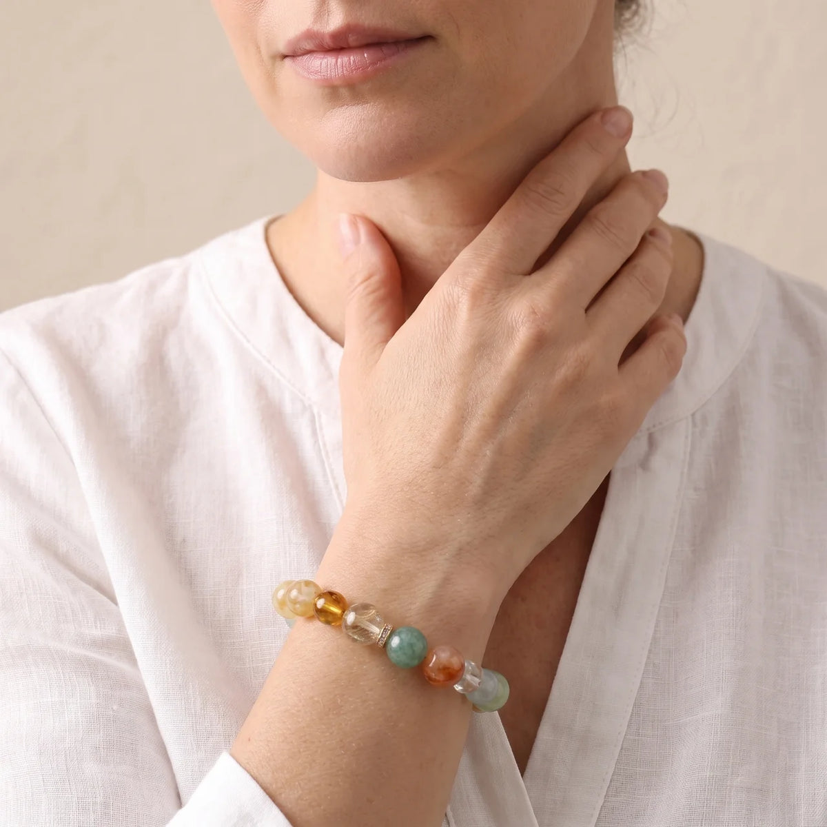 Prehnite Multi Gemstone Beaded Bracelet