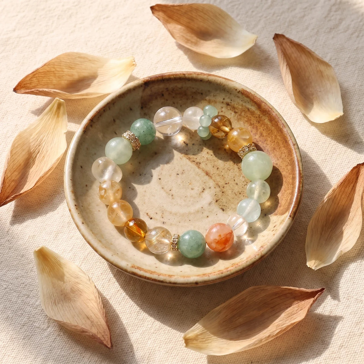 Prehnite Multi Gemstone Beaded Bracelet