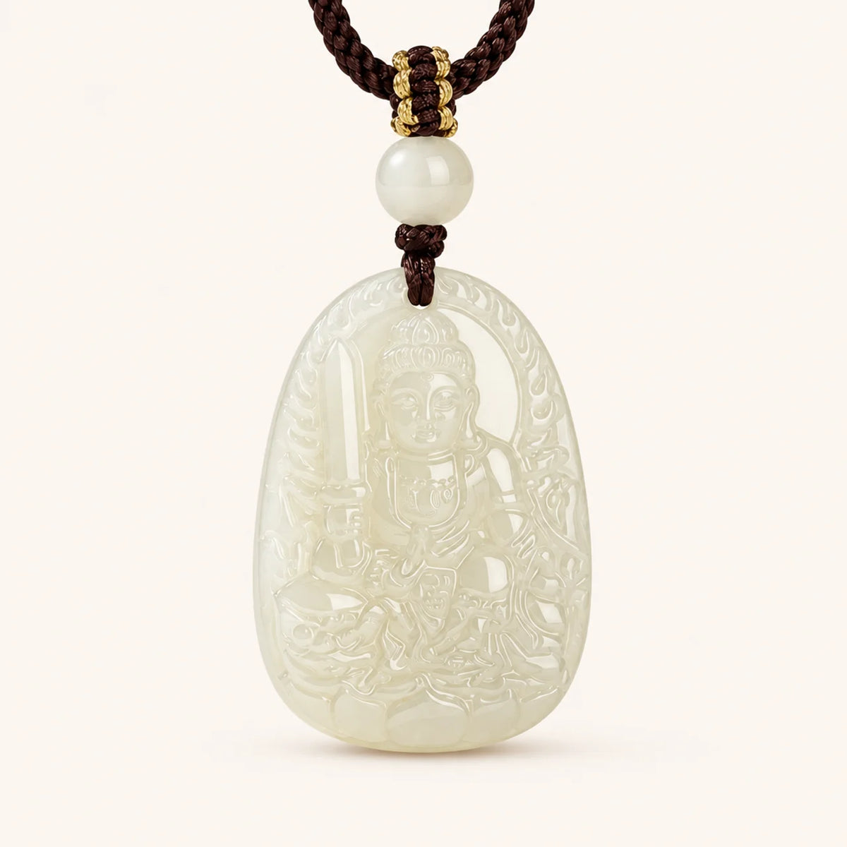 Natural Jade Guardian Buddha Pendant Necklace