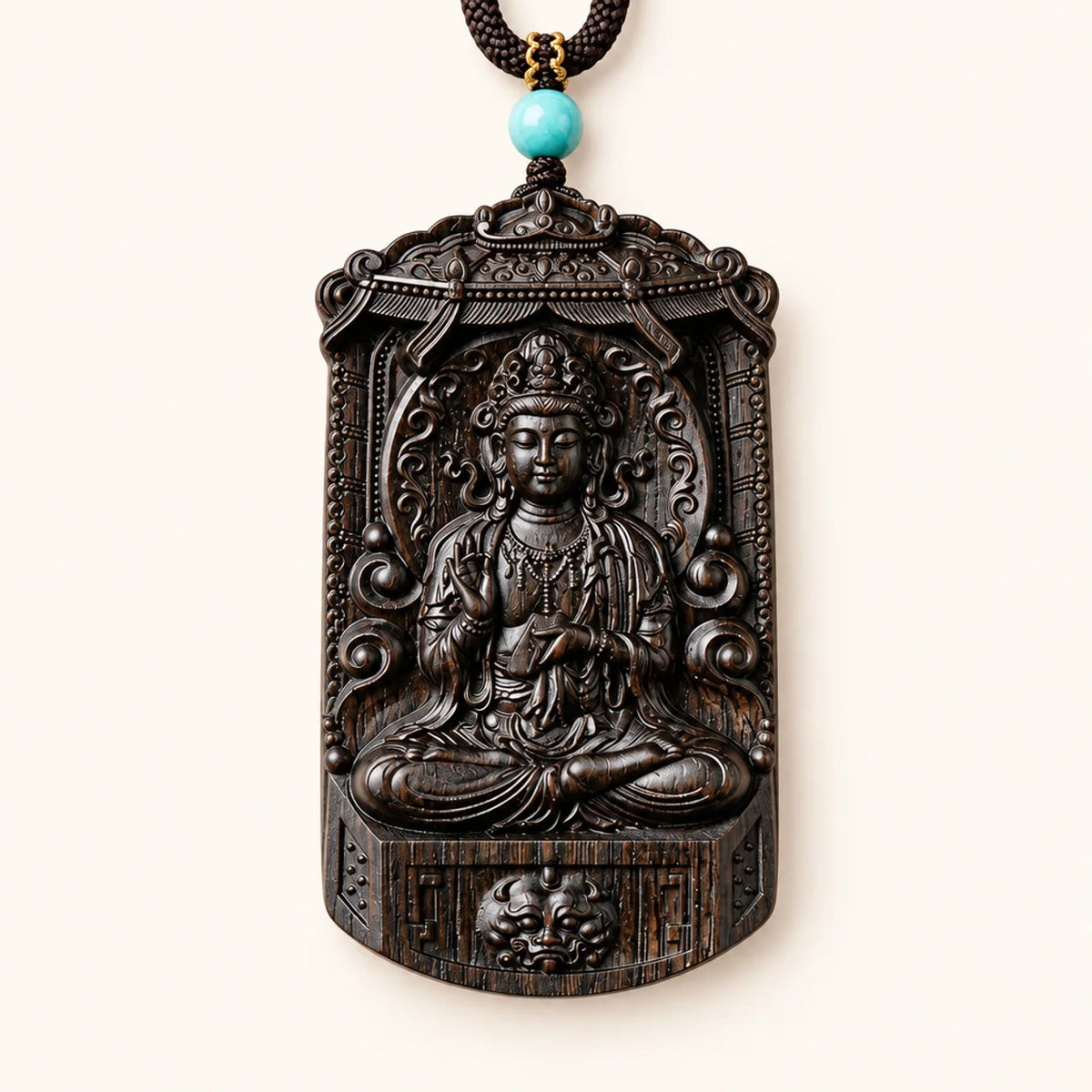 Natural Agarwood Guardian Buddha Pendant Necklace