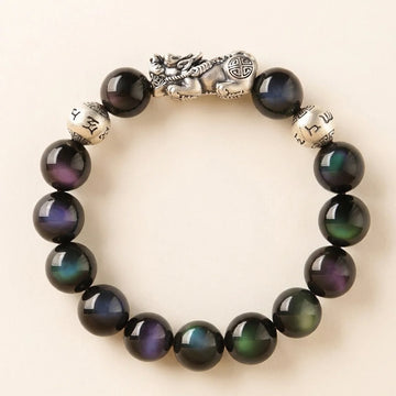 Schwarzer Obsidian Pixiu Armband für Herren