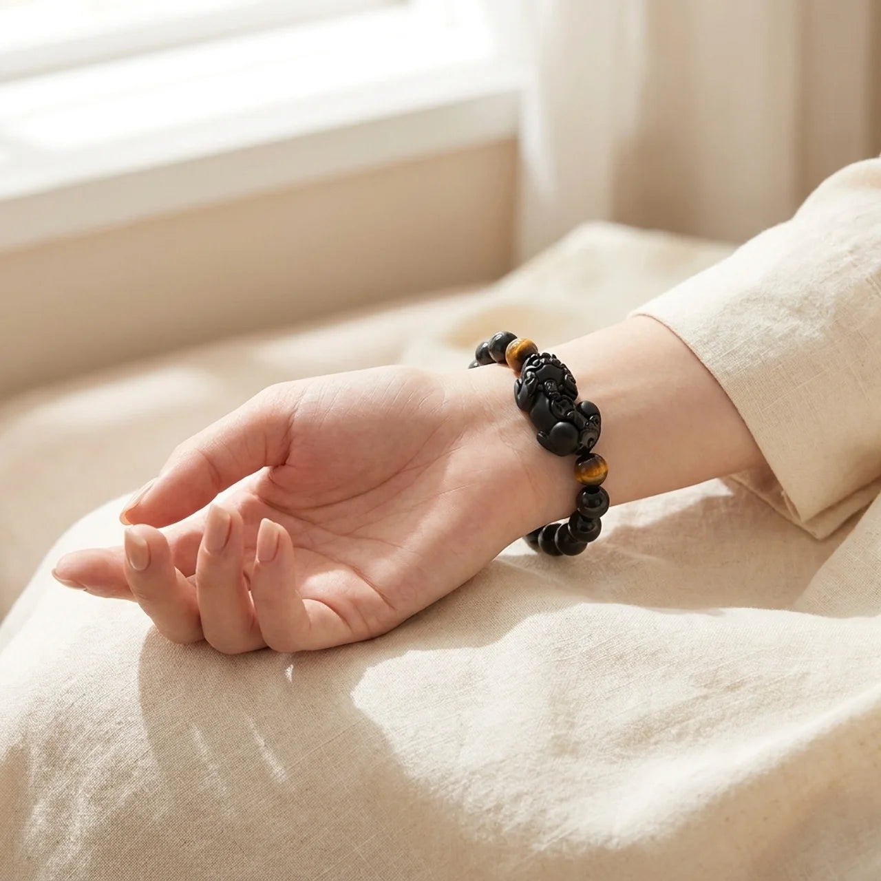 Rainbow Obsidian Tiger Eye Pixiu Bracelet
