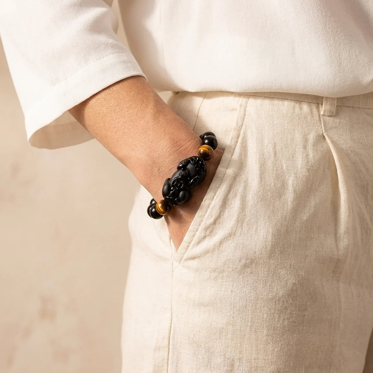 Rainbow Obsidian Tiger Eye Pixiu Bracelet