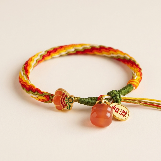 Red Agate Lucky Knot Bracelet