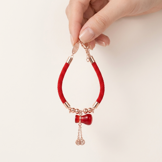 Red Agate Red String Pendant Bracelet
