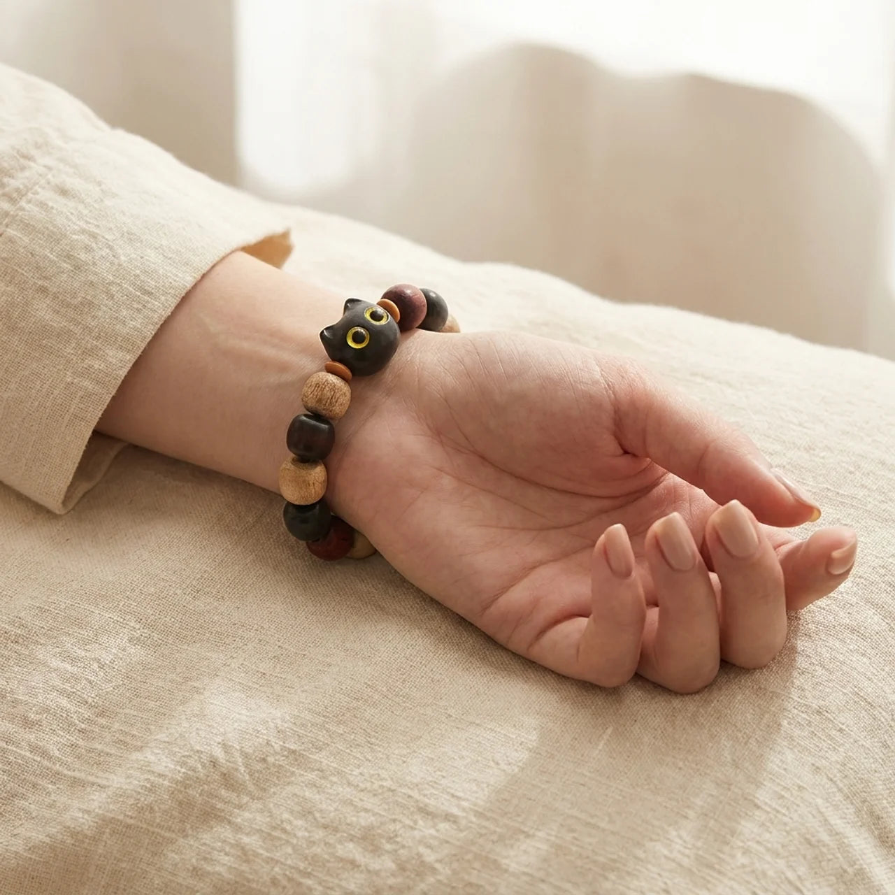 Red Sandalwood Ebony Cat Protection Bracelet