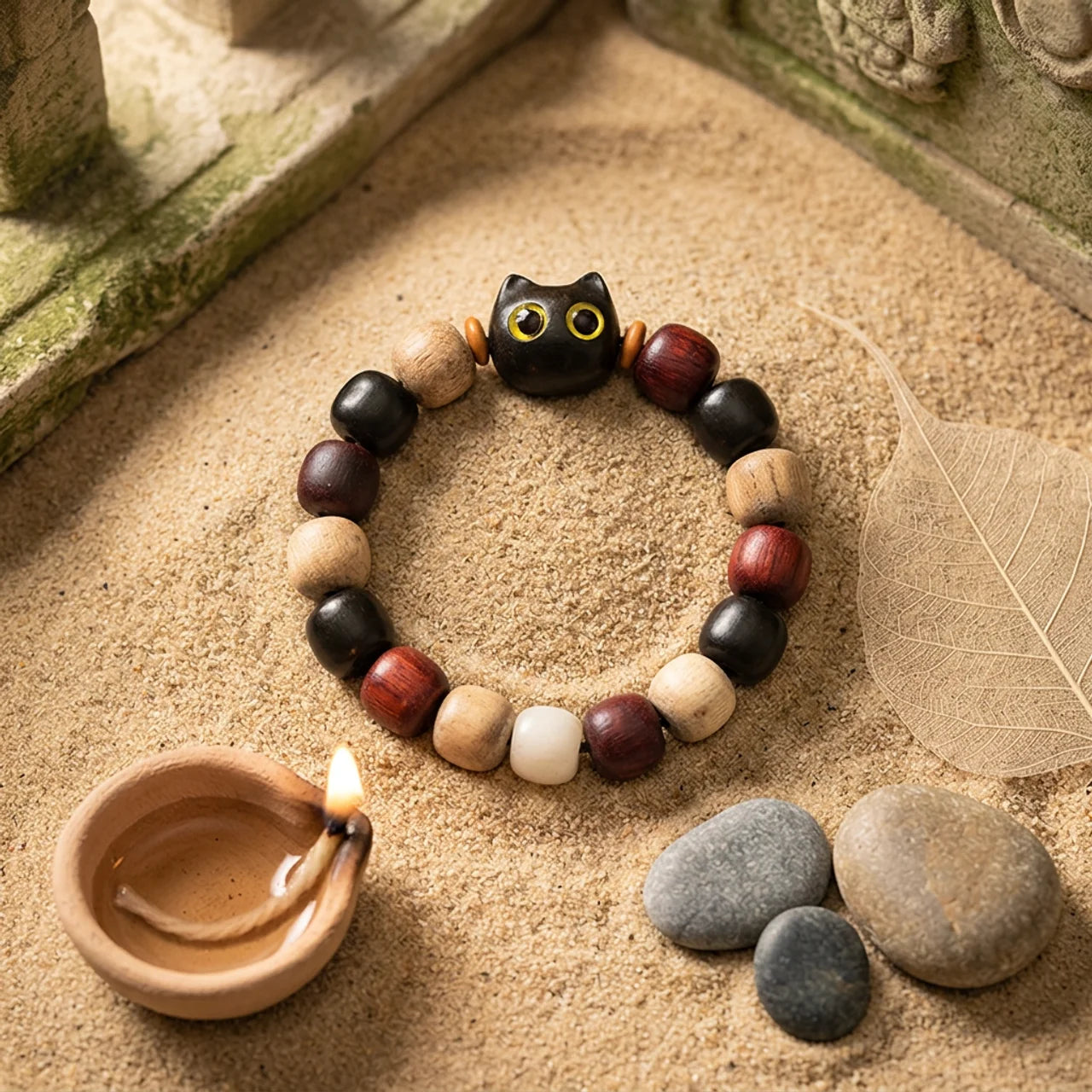 Red Sandalwood Ebony Cat Protection Bracelet