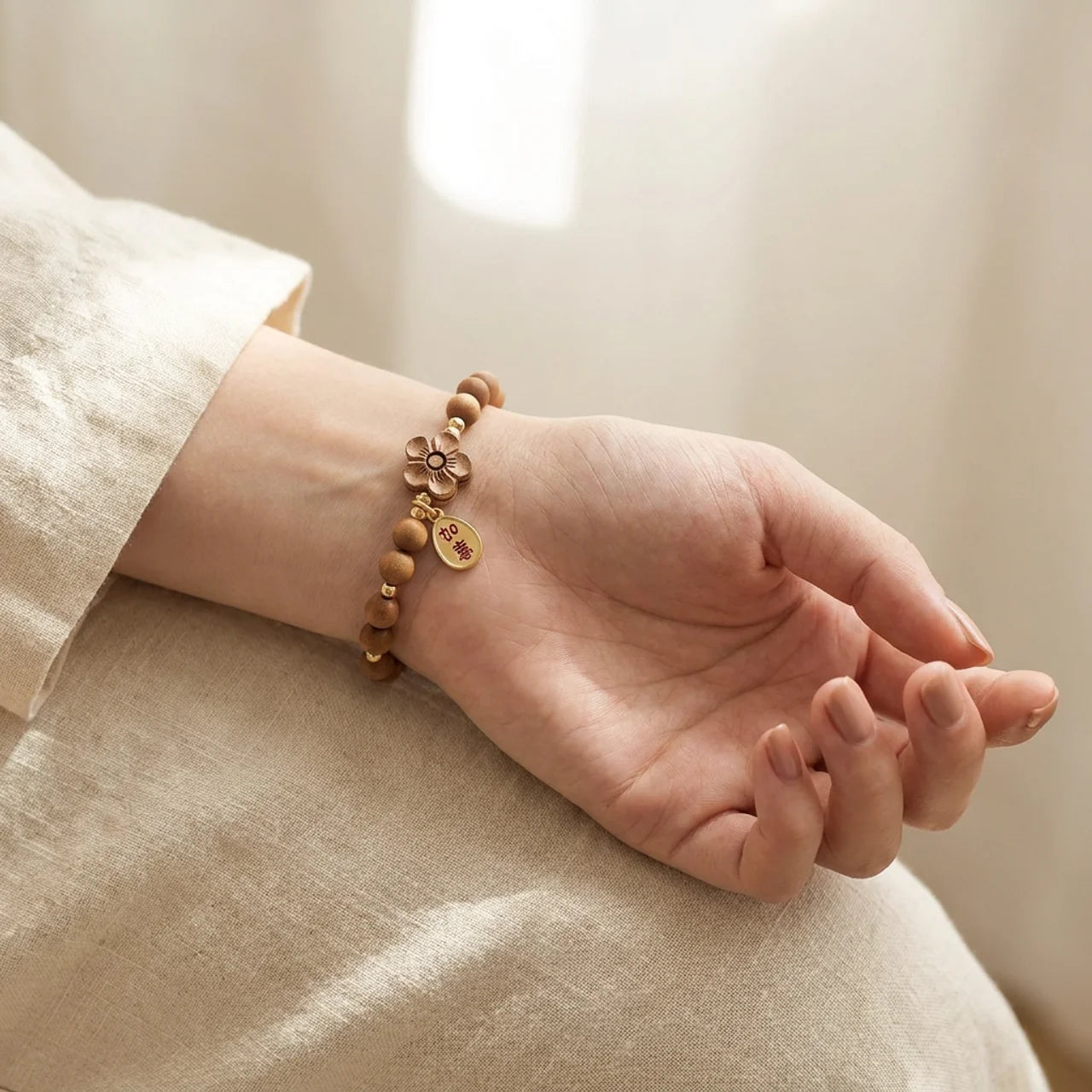 Red Sandalwood Ruyi Charm Bracelet