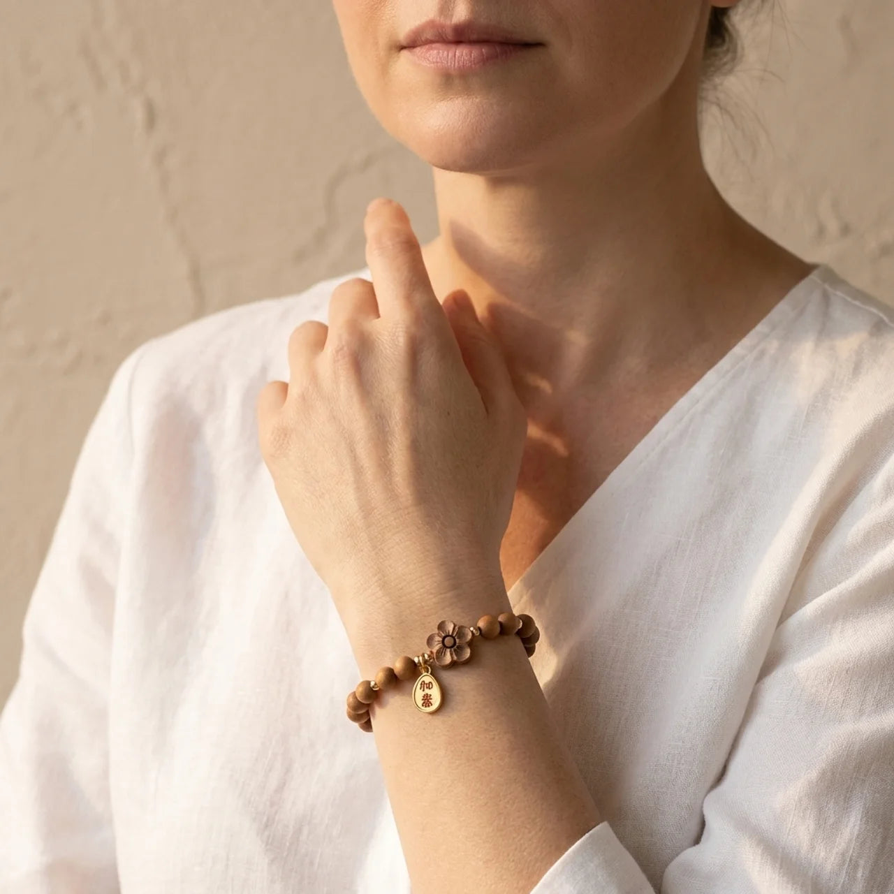 Red Sandalwood Ruyi Charm Bracelet