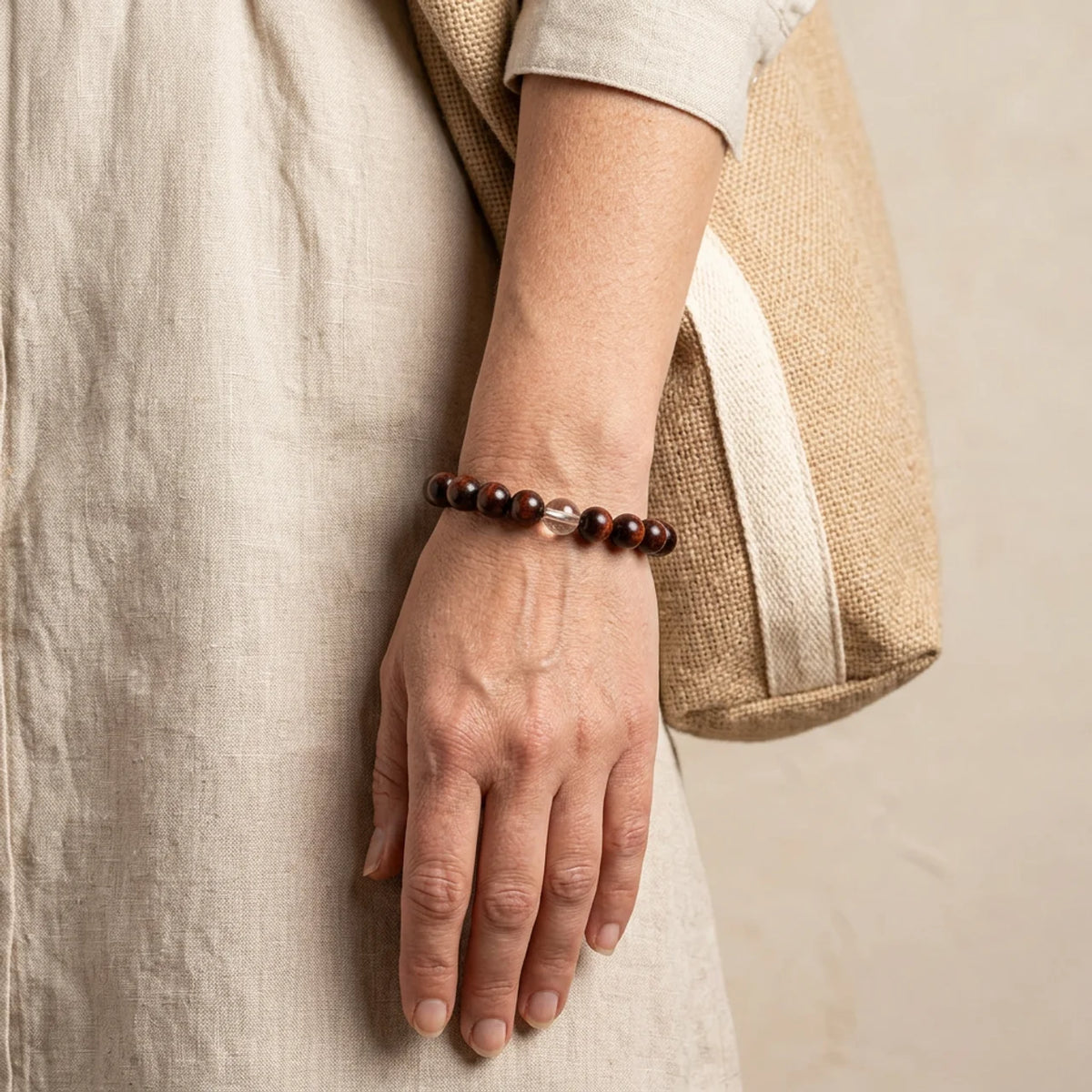 Rotes Sandelholz Bergkristall Schutz Armband