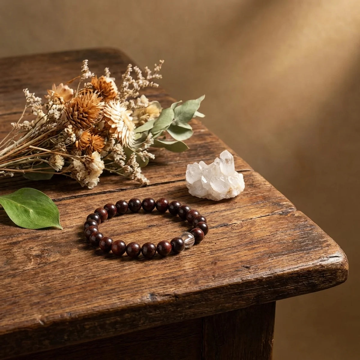 Rotes Sandelholz Bergkristall Schutz Armband