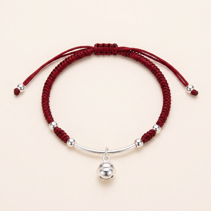 Red String Bell Braided Bracelet