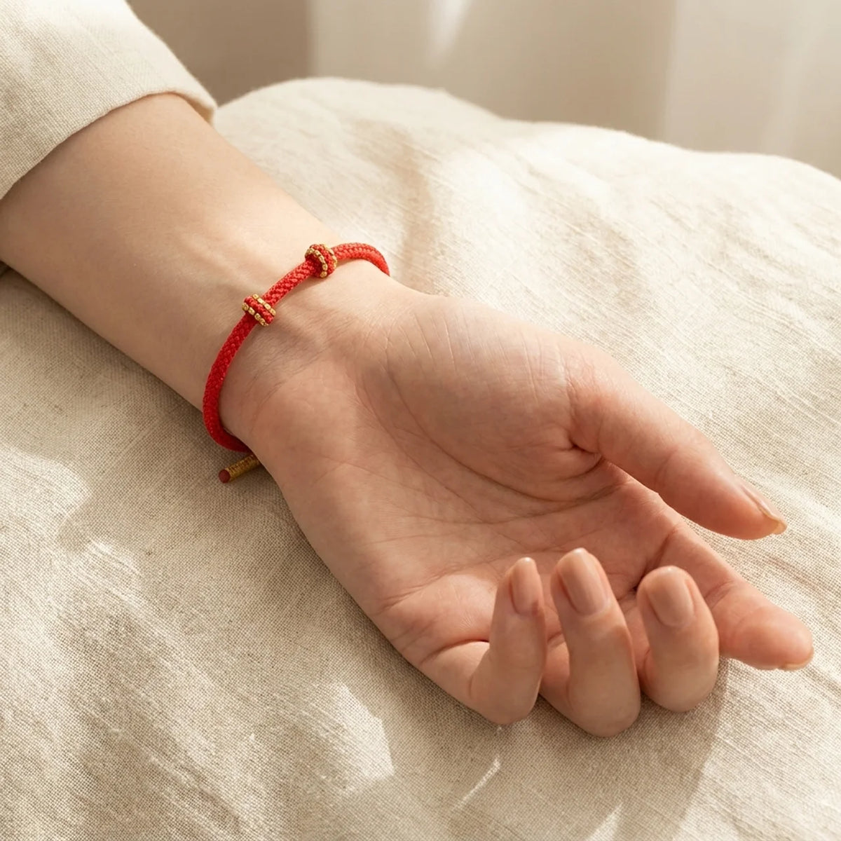 Red String Braided Lucky Knot Bracelet