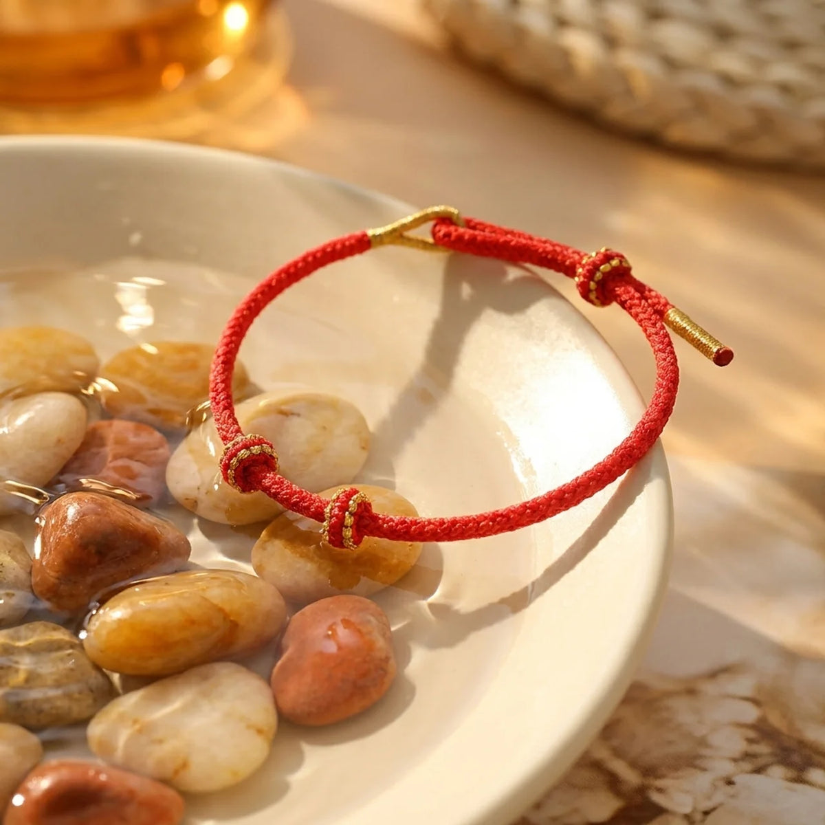 Red String Braided Lucky Knot Bracelet