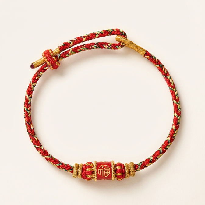 Red String Fu Character Lucky Bracelet