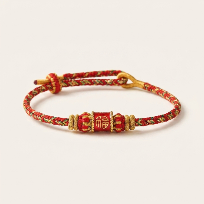 Red String Fu Character Lucky Bracelet