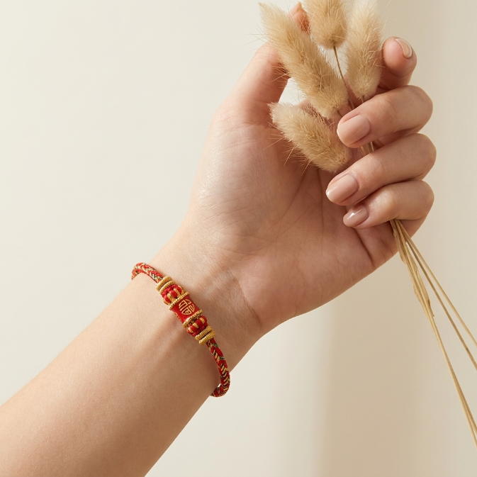 Red String Fu Character Lucky Bracelet