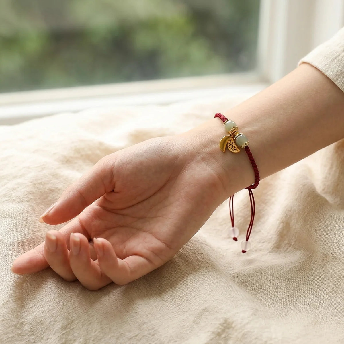 Red String Hetian Jade Lucky Bracelet