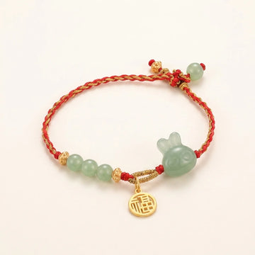 Red String Hetian Jade Rabbit Bracelet