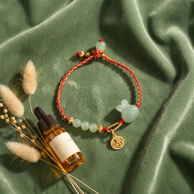 Red String Hetian Jade Rabbit Bracelet