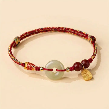 Red String Jade Koi Fish Peace Buckle Bracelet