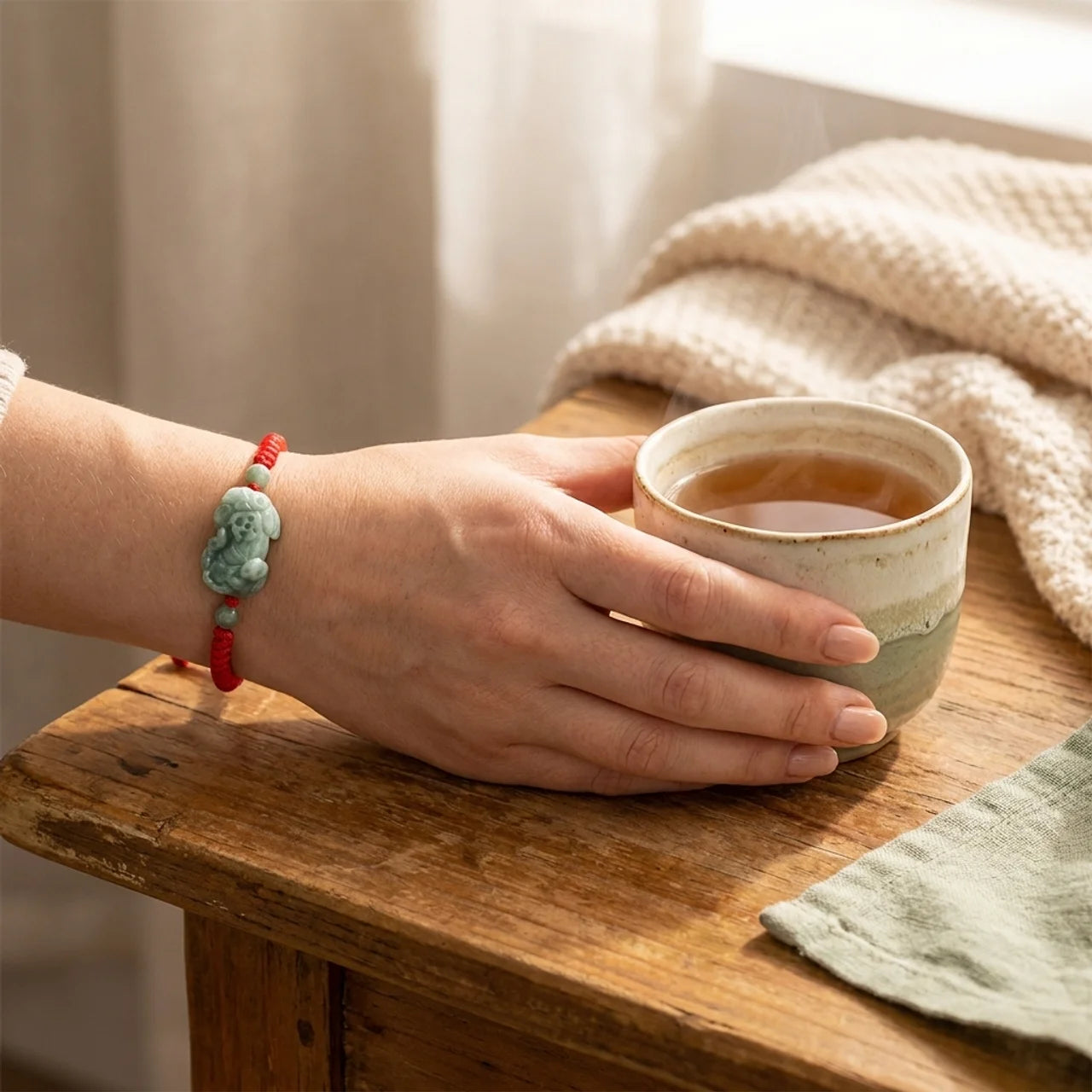 Red String Jade Pixiu Bracelet