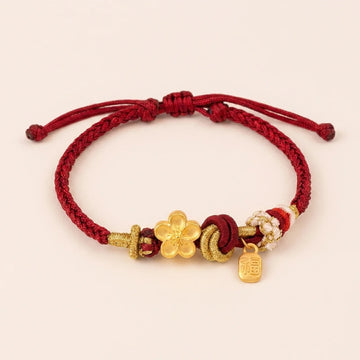 Red String Peach Blossom Charm Bracelet