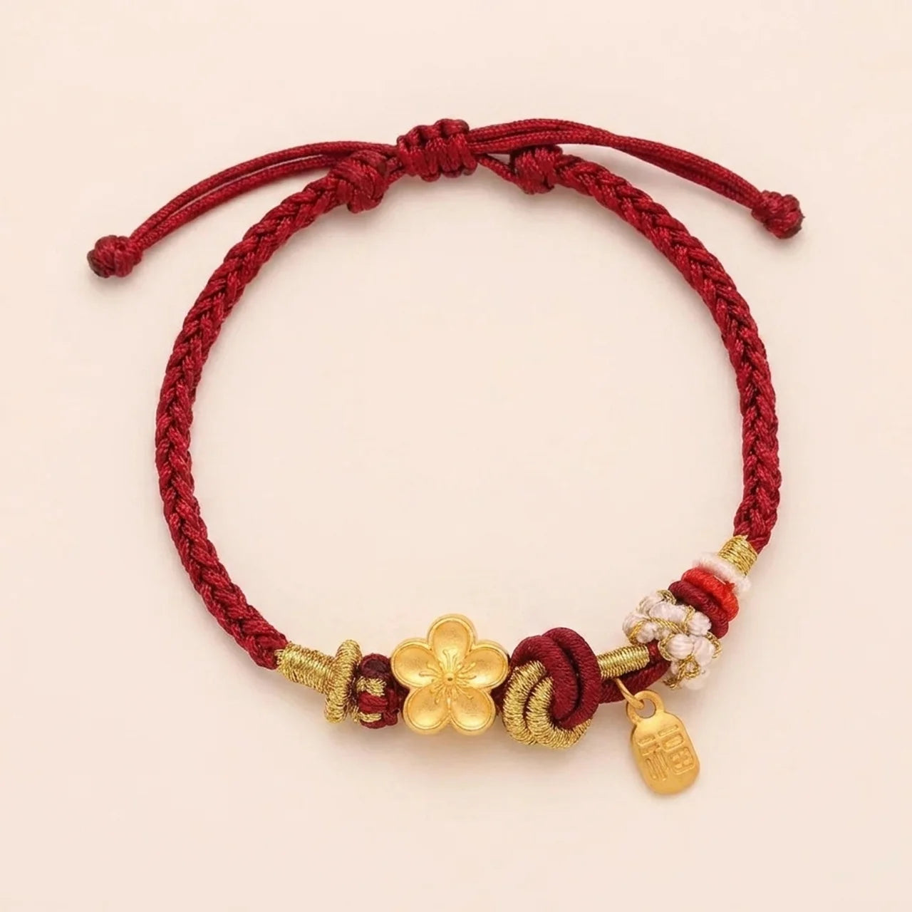 Red String Peach Blossom Charm Bracelet