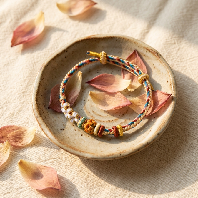 Red String Peach Blossom Lucky Knot Bracelet