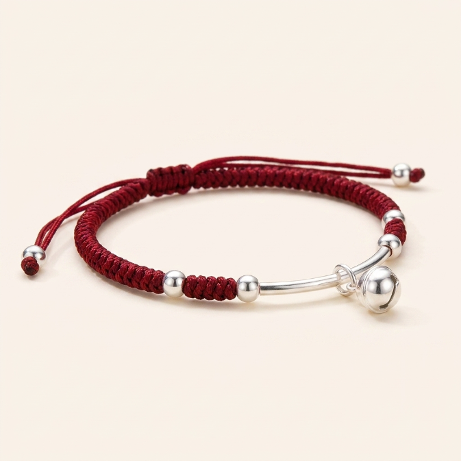 Red String Bell Braided Bracelet