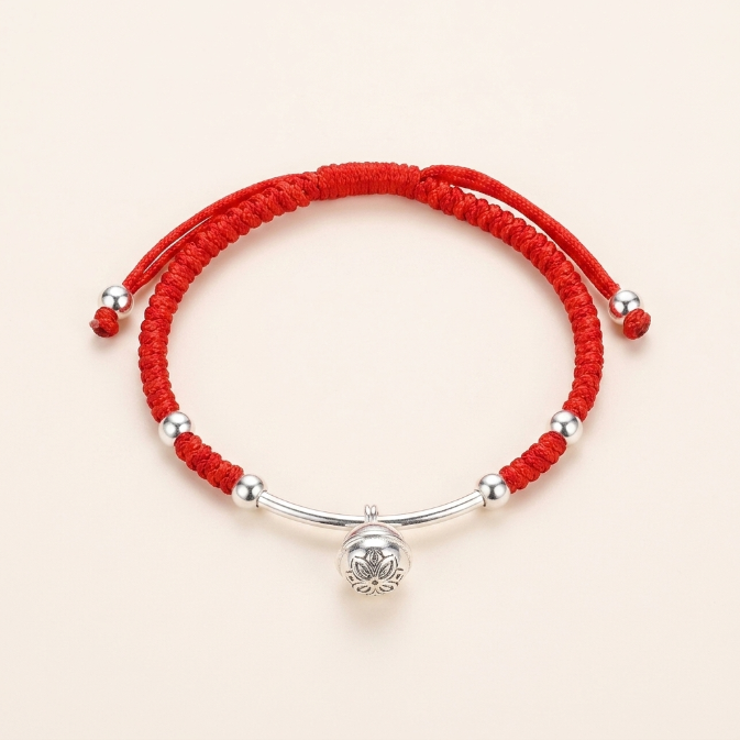 Red String Bell Braided Bracelet