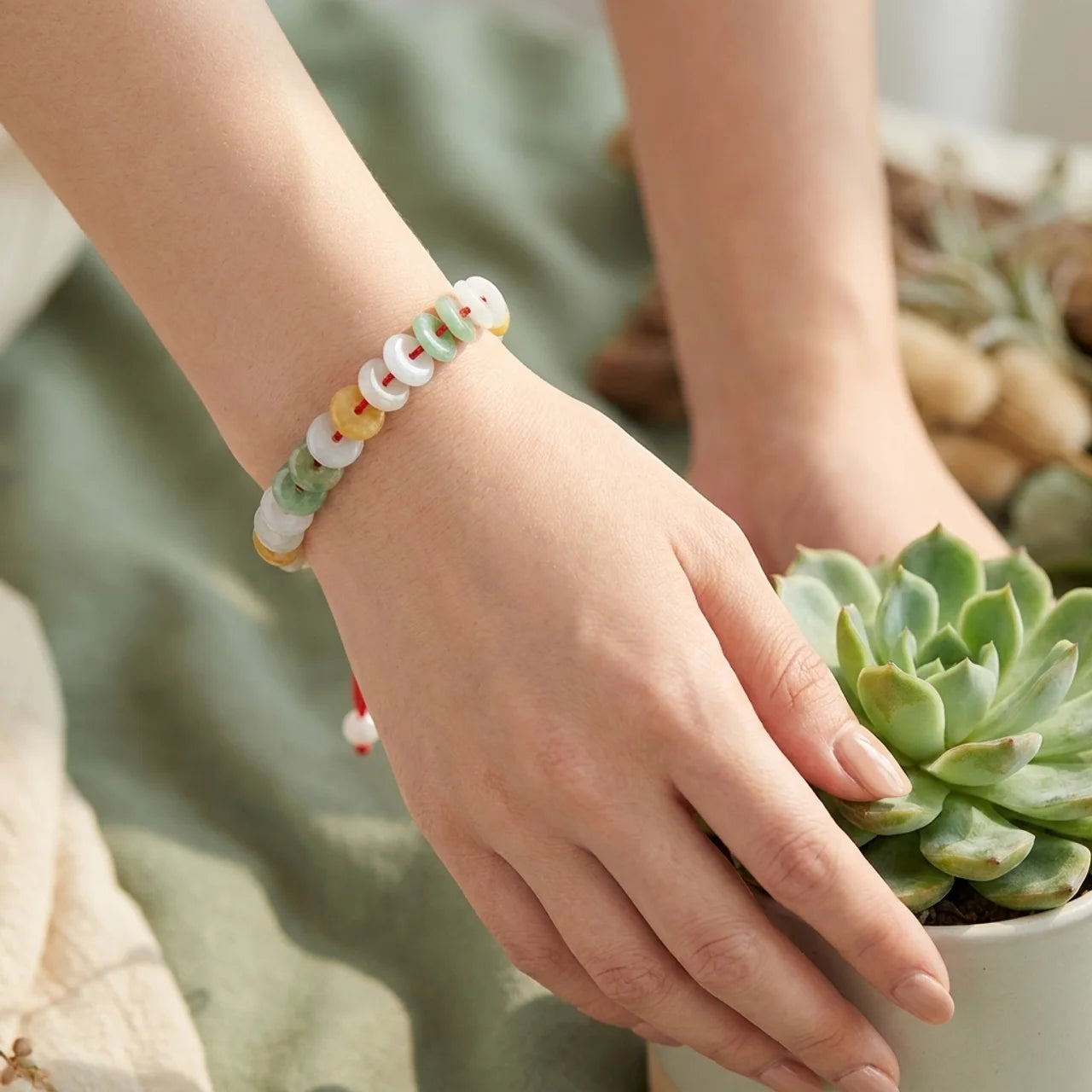 Red String Jade Lucky Knot Bracelet