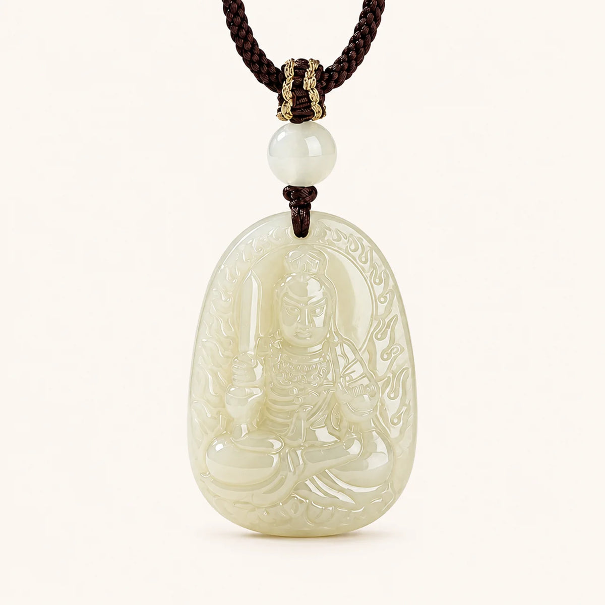 Natural Jade Guardian Buddha Pendant Necklace