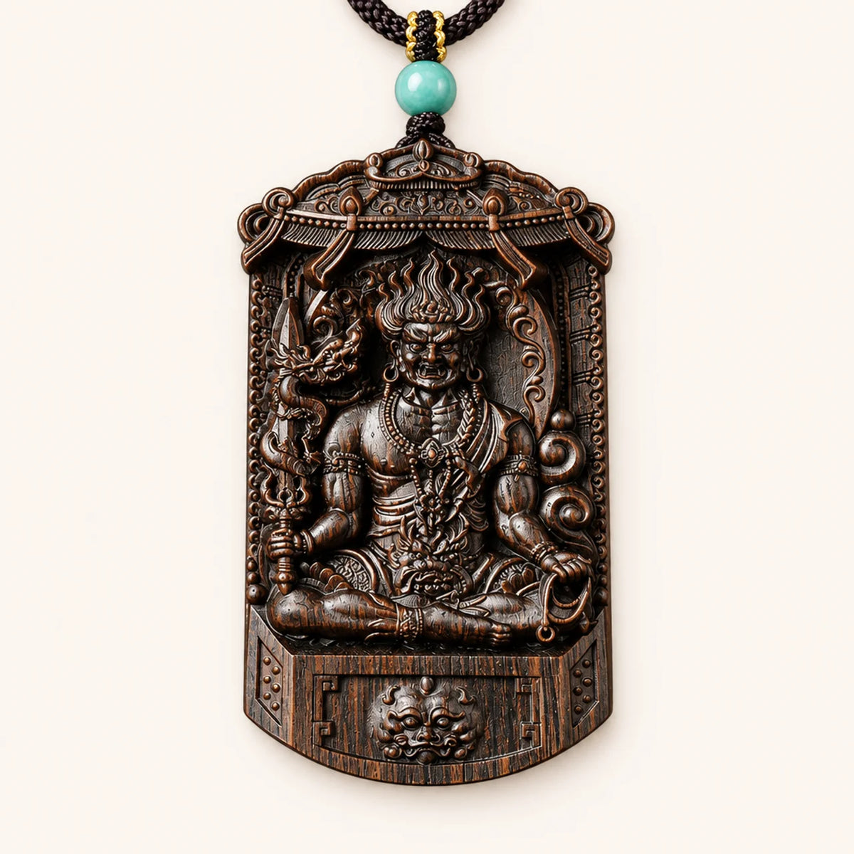 Natural Agarwood Guardian Buddha Pendant Necklace