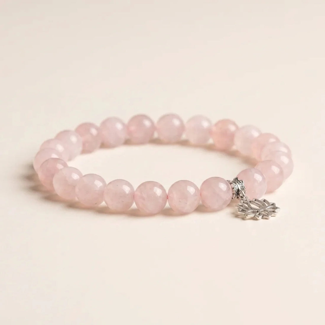 Rose Quartz Lotus Sterling Silver Bracelet