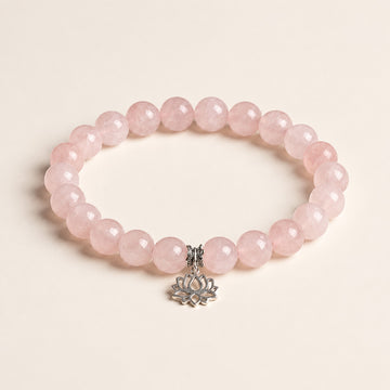 Rosenquarz Lotus Armband aus Sterlingsilber