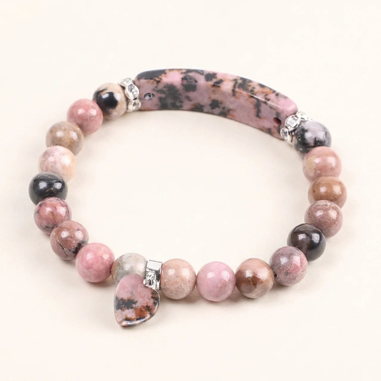 Rose Quartz Love Heart Healing Beads Bracelet