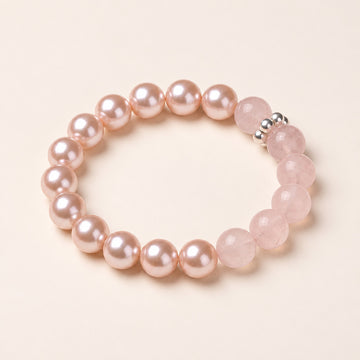 Bracelet en quartz rose et perles