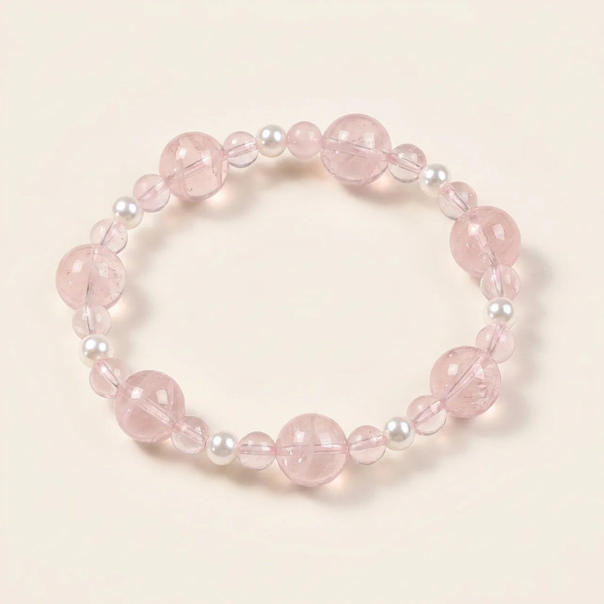 Rosenquarz & Perlen Armband